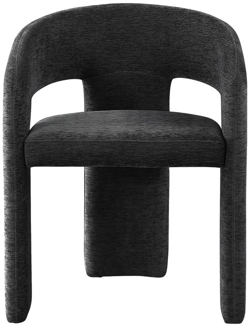Dining Chair with Soft Black Plush Fabric, Curved Back, 24" W x 22" D x 30" H, Black(Set of 2)