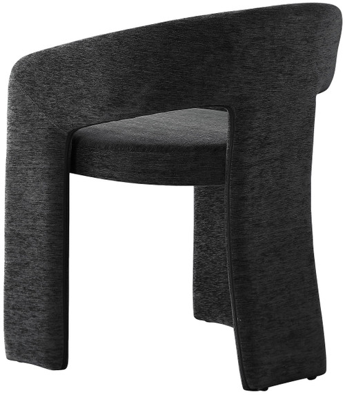 Dining Chair with Soft Black Plush Fabric, Curved Back, 24" W x 22" D x 30" H, Black(Set of 2)