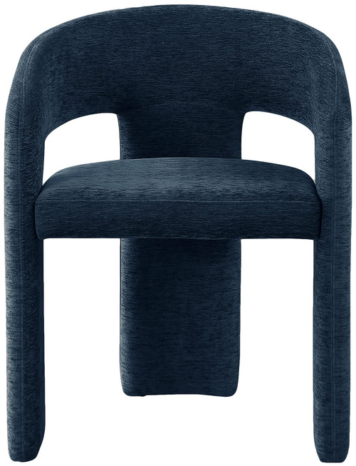 Dining Chair with Soft Navy Plush Fabric, Curved Back, Set of 2, 24" W x 22" D x 30" H, Navy, Set of 2