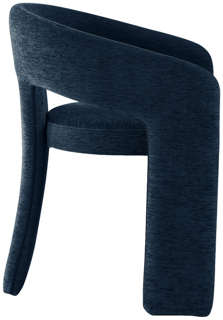 Dining Chair with Soft Navy Plush Fabric, Curved Back, Set of 2, 24" W x 22" D x 30" H, Navy, Set of 2