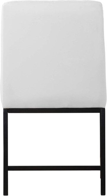 Vegan Leather Upholstered Dining Chair with Matte Black Metal Legs, Set of 2, 19.75" W x 22.75" D x 32.5" H, White, Set of 2
