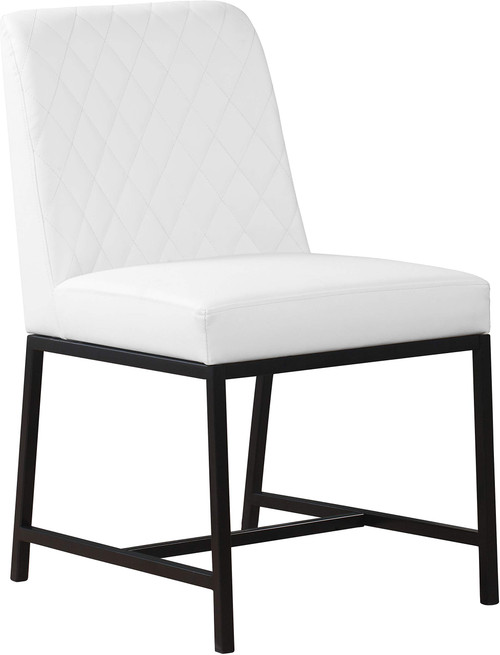 Vegan Leather Upholstered Dining Chair with Matte Black Metal Legs, Set of 2, 19.75" W x 22.75" D x 32.5" H, White, Set of 2