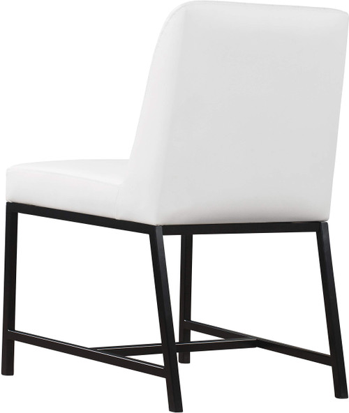 Vegan Leather Upholstered Dining Chair with Matte Black Metal Legs, Set of 2, 19.75" W x 22.75" D x 32.5" H, White, Set of 2