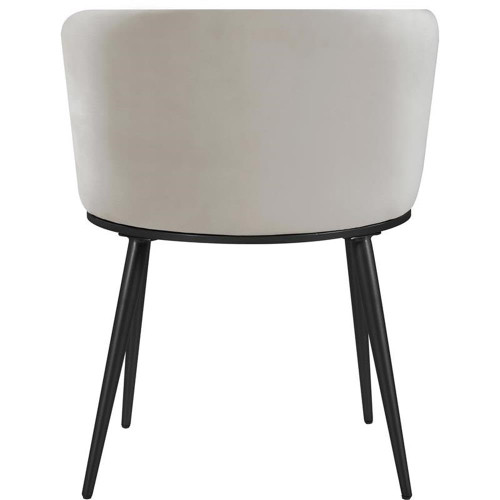 Upholstered Dining Chair with Rounded Back and Sturdy Iron Legs, Set of 2, 23.5" W x 23.5" D x 30" H, Cream Velvet, Matte Black