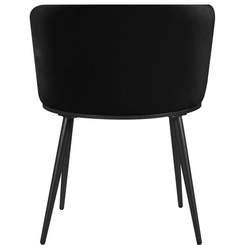 Upholstered Dining Chair with Rounded Back and Sturdy Iron Legs, Set of 2, 23.5" W x 23.5" D x 30" H, Black Velvet, Matte Black