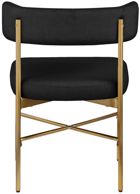 Dining Chair with Rich Black Durable Linen Textured Fabric Upholstery, Metal Frame, 22" W x 21" D x 29.5" H, Black, Set of 2