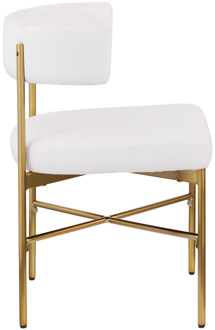 Dining Chair with Rich Cream Durable Linen Textured Fabric Upholstery, Metal Frame, 22" W x 21" D x 29.5" H, Cream, Set of 2