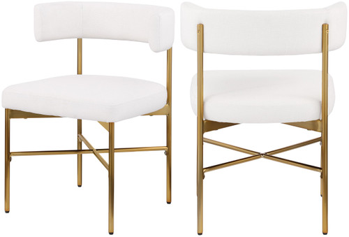 Dining Chair with Rich Cream Durable Linen Textured Fabric Upholstery, Metal Frame, 22" W x 21" D x 29.5" H, Cream, Set of 2
