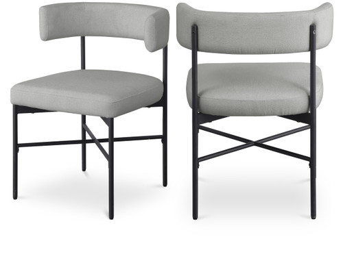 Grey Linen Textured Fabric Dining Chair (Set of 2)
