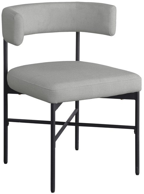 Grey Linen Textured Fabric Dining Chair (Set of 2)