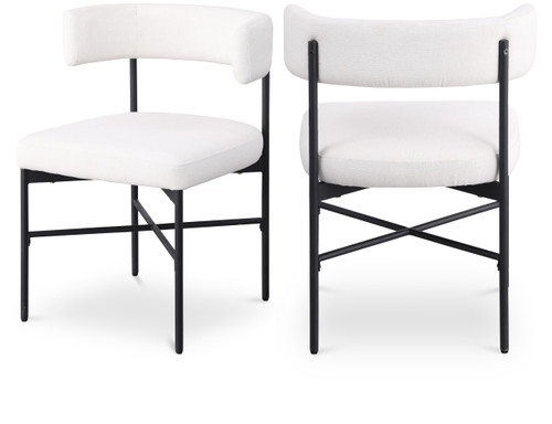 Dining Chair with Rich Cream Durable Linen Textured Fabric Upholstery, Metal Frame, 22" W x 21" D x 29.5" H, Cream, Set of 2
