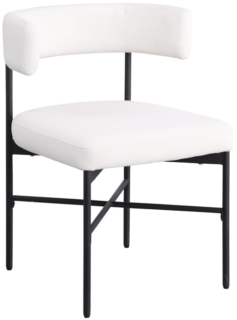 Dining Chair with Rich Cream Durable Linen Textured Fabric Upholstery, Metal Frame, 22" W x 21" D x 29.5" H, Cream, Set of 2