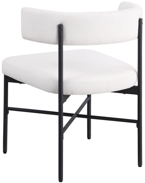 Dining Chair with Rich Cream Durable Linen Textured Fabric Upholstery, Metal Frame, 22" W x 21" D x 29.5" H, Cream, Set of 2