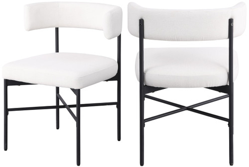 Dining Chair with Rich Cream Durable Linen Textured Fabric Upholstery, Metal Frame, 22" W x 21" D x 29.5" H, Cream, Set of 2