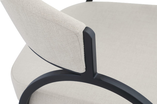 Dining Chair with Soft Beige Linen Textured Polyester Fabric, Matte Black Iron Frame, 20.5" W x 22.5" D x 31.5" H, Beige, Set of 2