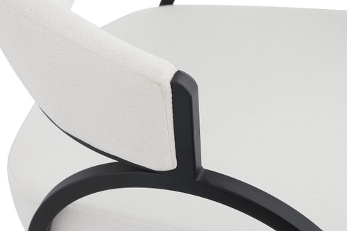 Dining Chair with Soft Cream Linen Textured Polyester Fabric, Matte Black Iron Frame, 20.5" W x 22.5" D x 31.5" H, Cream, Set of 2