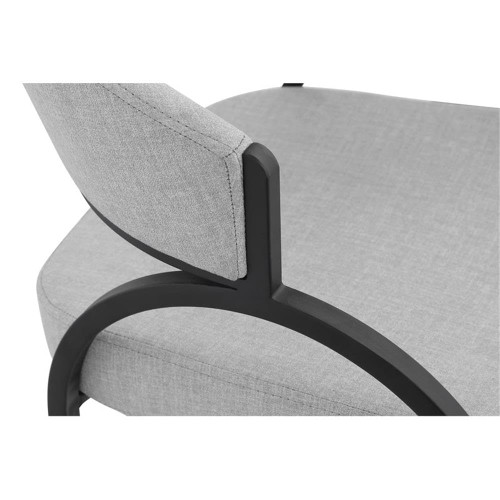 Dining Chair with Soft Grey Linen Textured Polyester Fabric, Matte Black Iron Frame, 20.5" W x 22.5" D x 31.5" H, Grey, Set of 2