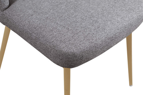 Linen Upholstered Dining Chair with Channel Tufted Wing Back and Brushed Gold Legs, Set of 2, 20" W x 23.5" D x 35.5" H, Grey