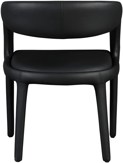 Vegan Leather Upholstered Dining Chair with Rounded Back, 23.5" W x 22" D x 31" H, Black