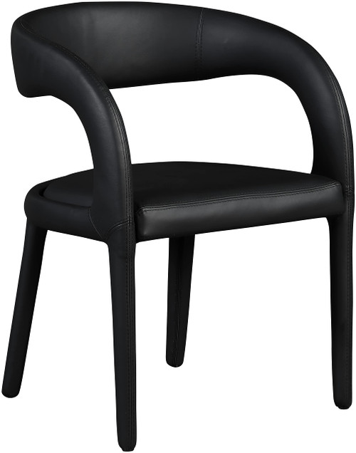 Vegan Leather Upholstered Dining Chair with Rounded Back, 23.5" W x 22" D x 31" H, Black