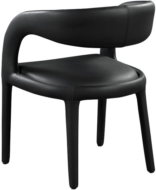 Vegan Leather Upholstered Dining Chair with Rounded Back, 23.5" W x 22" D x 31" H, Black