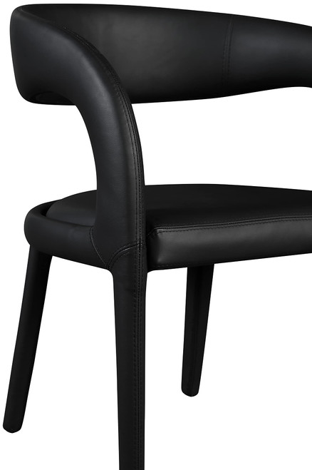 Vegan Leather Upholstered Dining Chair with Rounded Back, 23.5" W x 22" D x 31" H, Black