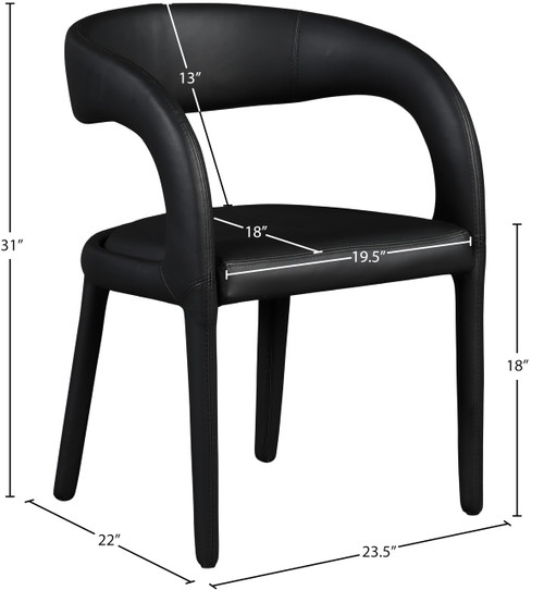 Vegan Leather Upholstered Dining Chair with Rounded Back, 23.5" W x 22" D x 31" H, Black