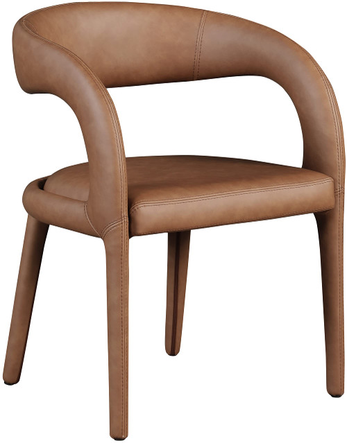 Vegan Leather Upholstered Dining Chair with Rounded Back, 23.5" W x 22" D x 31" H, Brown