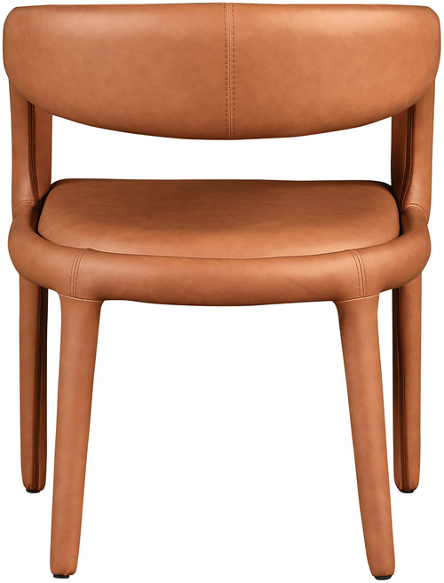 Vegan Leather Upholstered Dining Chair with Rounded Back, 23.5" W x 22" D x 31" H, Cognac