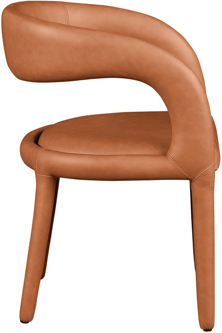 Vegan Leather Upholstered Dining Chair with Rounded Back, 23.5" W x 22" D x 31" H, Cognac