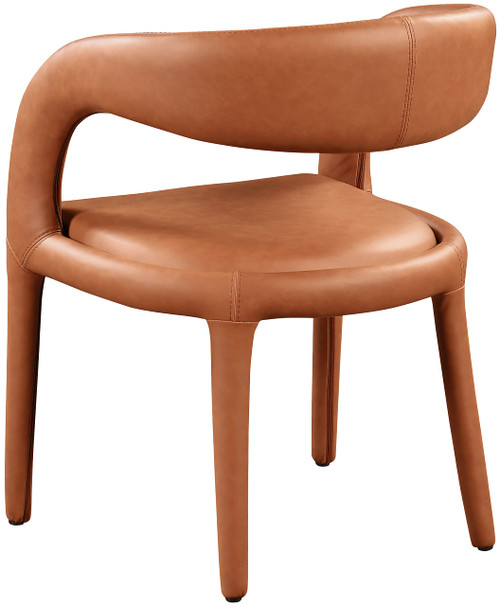 Vegan Leather Upholstered Dining Chair with Rounded Back, 23.5" W x 22" D x 31" H, Cognac