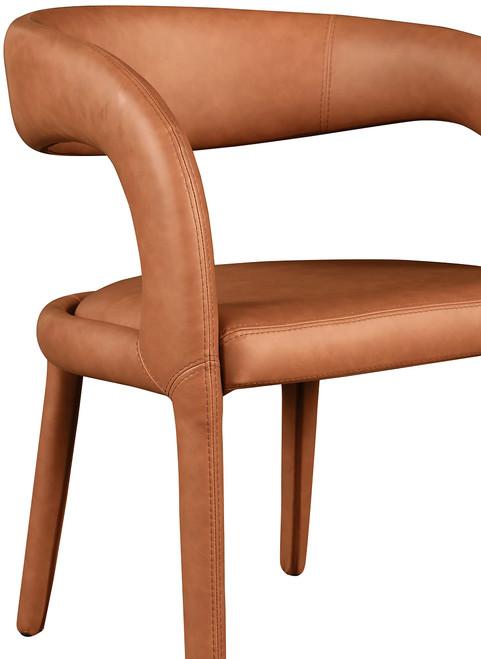 Vegan Leather Upholstered Dining Chair with Rounded Back, 23.5" W x 22" D x 31" H, Cognac