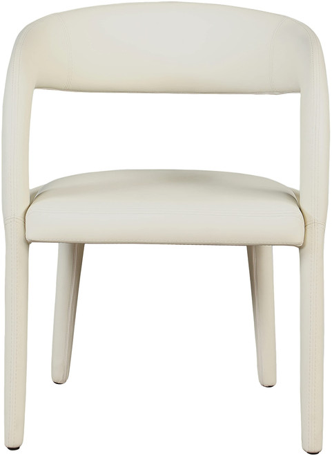 Vegan Leather Upholstered Dining Chair with Rounded Back, 23.5" W x 22" D x 31" H, Cream