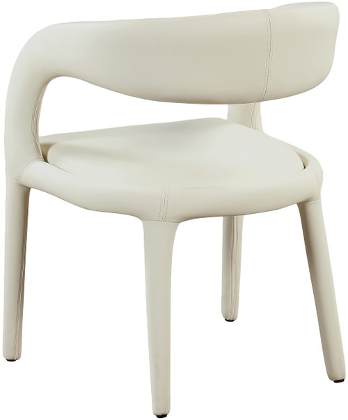 Vegan Leather Upholstered Dining Chair with Rounded Back, 23.5" W x 22" D x 31" H, Cream
