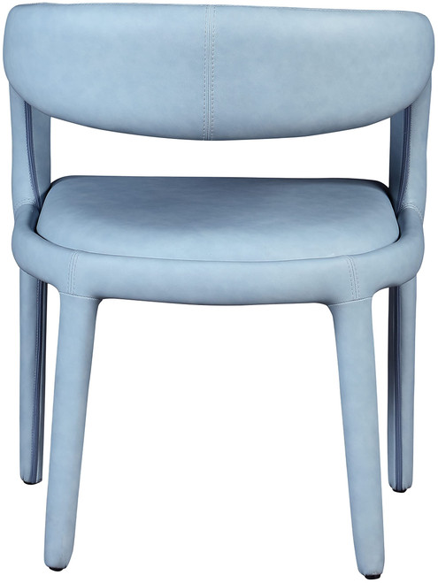 Vegan Leather Upholstered Dining Chair with Rounded Back, 23.5" W x 22" D x 31" H, Light Blue
