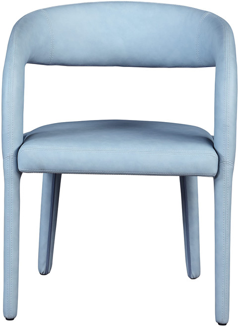 Vegan Leather Upholstered Dining Chair with Rounded Back, 23.5" W x 22" D x 31" H, Light Blue