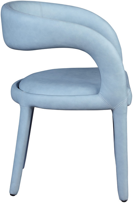 Vegan Leather Upholstered Dining Chair with Rounded Back, 23.5" W x 22" D x 31" H, Light Blue
