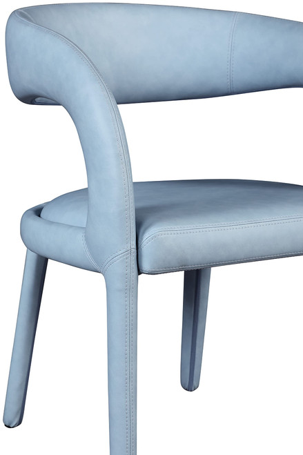 Vegan Leather Upholstered Dining Chair with Rounded Back, 23.5" W x 22" D x 31" H, Light Blue