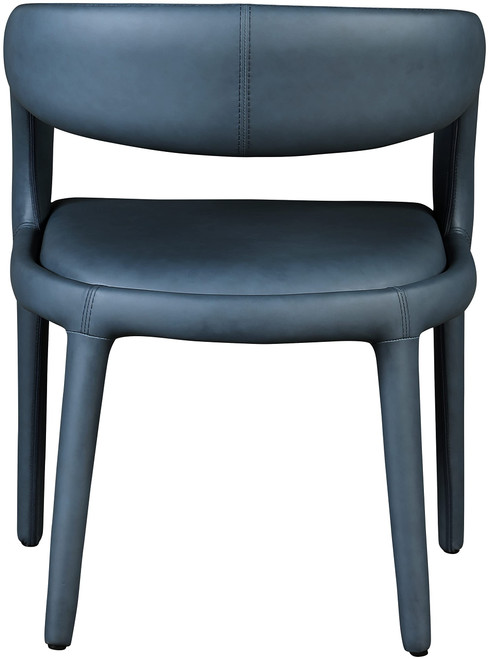 Vegan Leather Upholstered Dining Chair with Rounded Back, 23.5" W x 22" D x 31" H, Navy