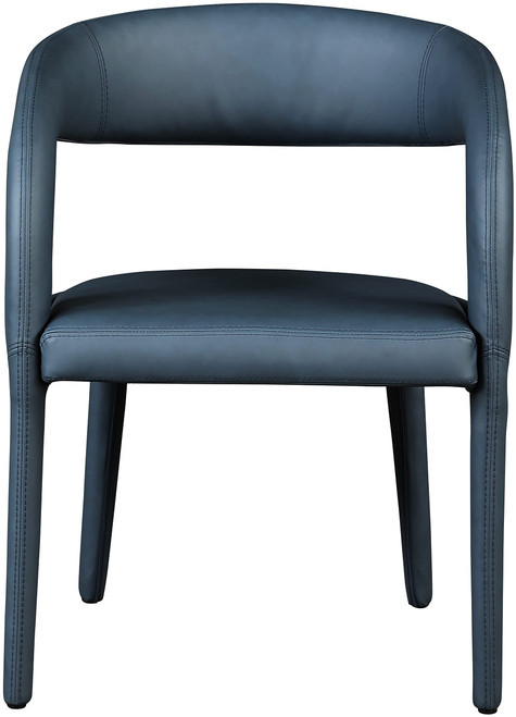 Vegan Leather Upholstered Dining Chair with Rounded Back, 23.5" W x 22" D x 31" H, Navy