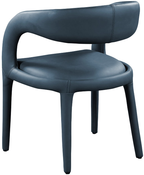 Vegan Leather Upholstered Dining Chair with Rounded Back, 23.5" W x 22" D x 31" H, Navy