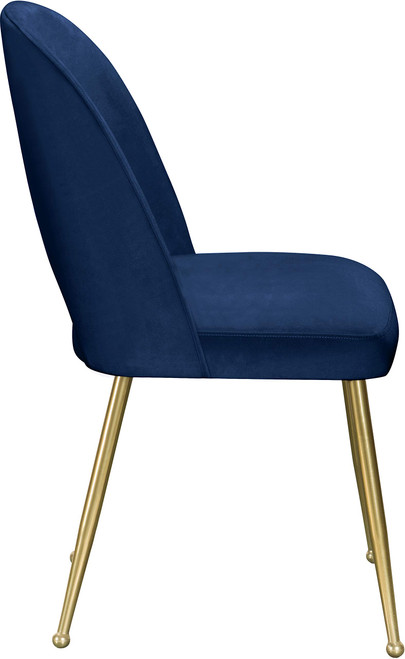 Velvet Upholstered Dining Chair with Brushed Gold Ball Design Legs, Set of 2, 20" W x 21.5" D x 34.5" H, Navy