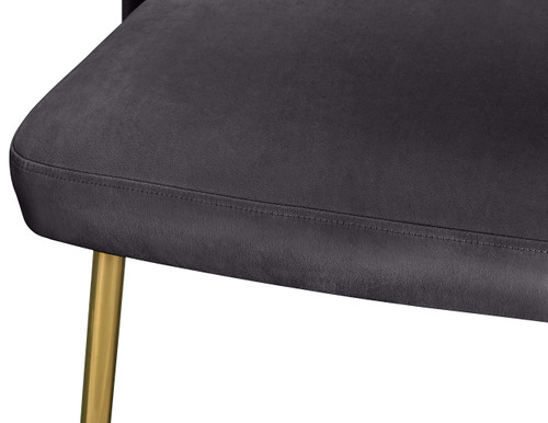 Velvet Upholstered Dining Chair with Brushed Gold Ball Design Legs, Set of 2, 20" W x 21.5" D x 34.5" H, Grey