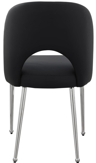 Vegan Leather Upholstered Dining Chair, Set of 2, Black, 19.5" W x 22" D x 34" H
