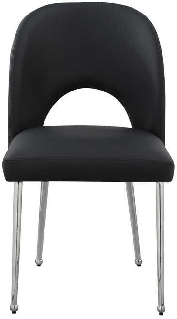 Vegan Leather Upholstered Dining Chair, Set of 2, Black, 19.5" W x 22" D x 34" H