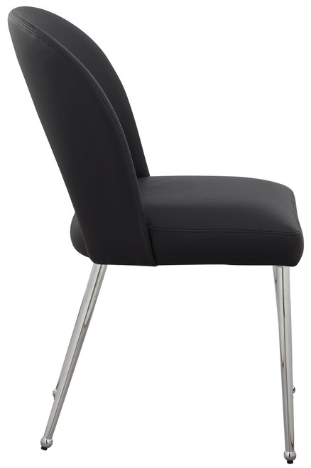 Vegan Leather Upholstered Dining Chair, Set of 2, Black, 19.5" W x 22" D x 34" H