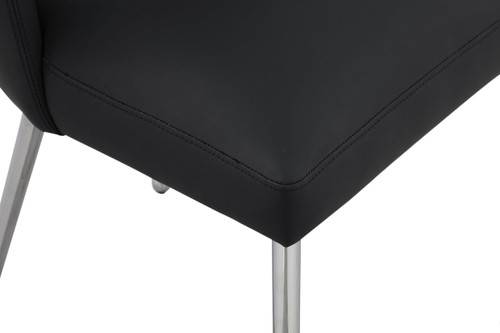 Vegan Leather Upholstered Dining Chair, Set of 2, Black, 19.5" W x 22" D x 34" H