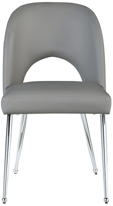 Vegan Leather Upholstered Dining Chair, Set of 2, Grey, 19.5" W x 22" D x 34" H