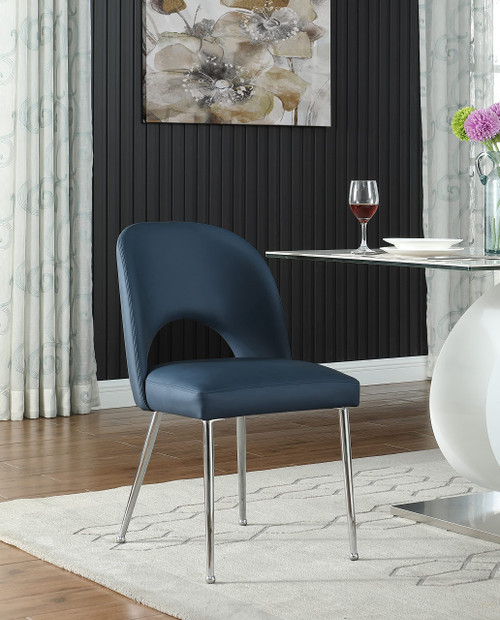 Navy Vegan Leather Dining Chair