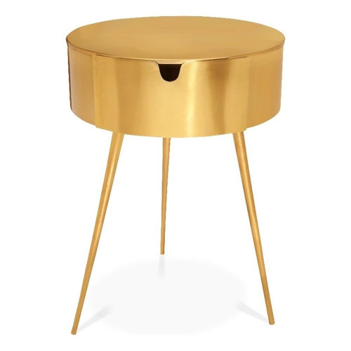 Durable Metal Side Table/Nightstand, 16" W x 16" D x 23" H, Gold